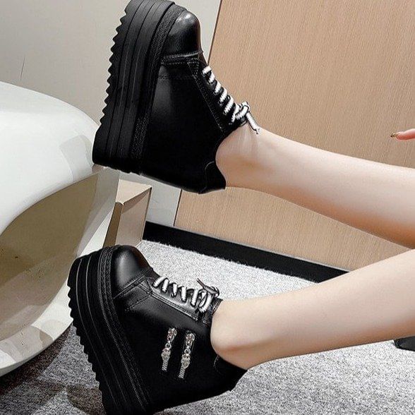 Wedge Panel Platform Hidden Zip Sneakers