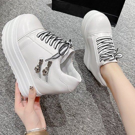 Wedge Panel Platform Hidden Zip Sneakers