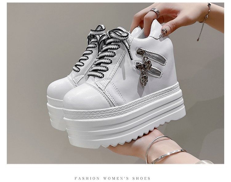 Wedge Panel Platform Hidden Zip Sneakers