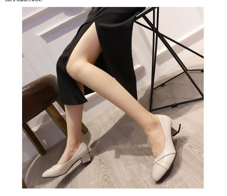 Pointed Pumps Block Toe Heel