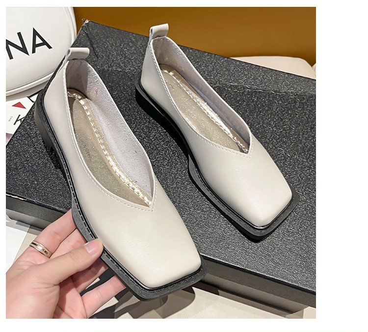 Flats Toe Square Faux Leather