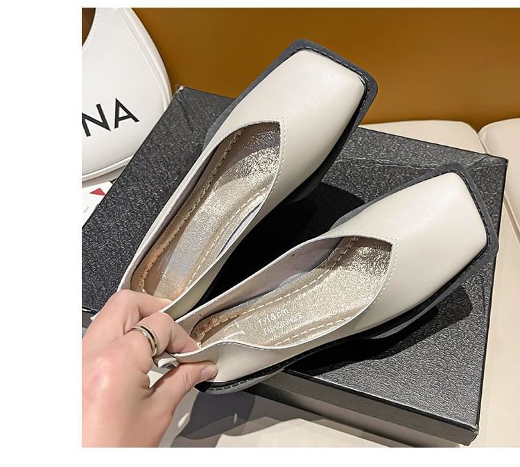 Flats Toe Square Faux Leather