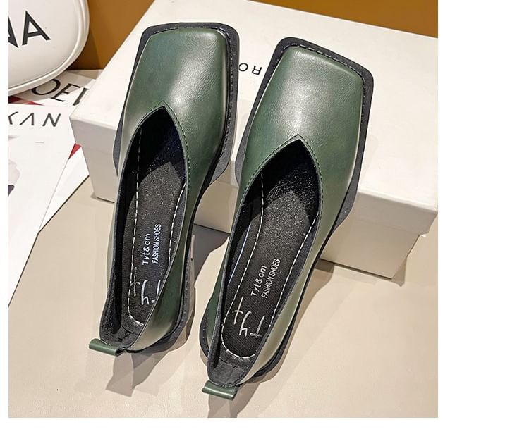 Flats Toe Square Faux Leather