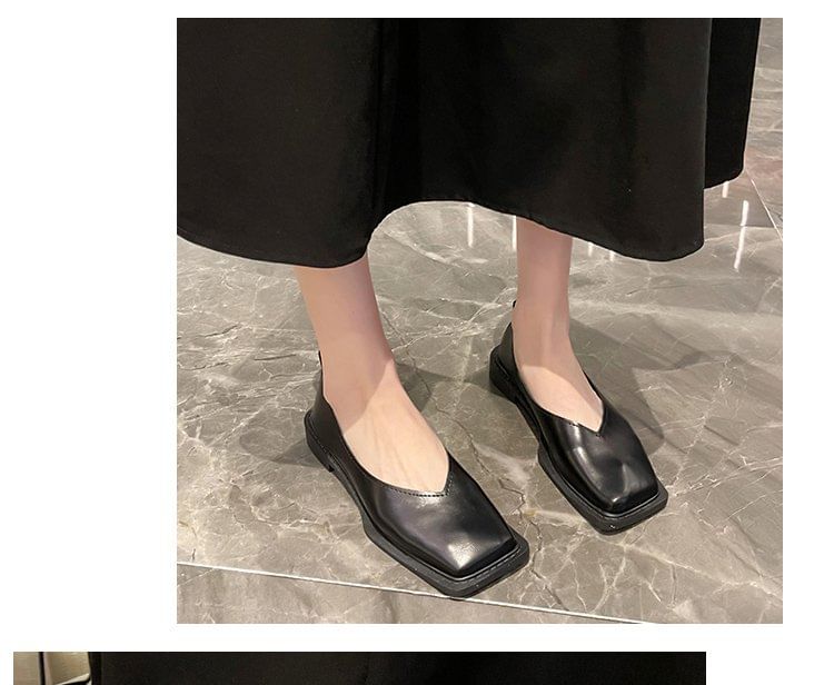 Flats Toe Square Faux Leather