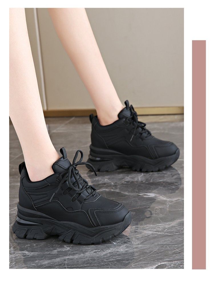 Wedge Hidden Platform Panel Sneakers