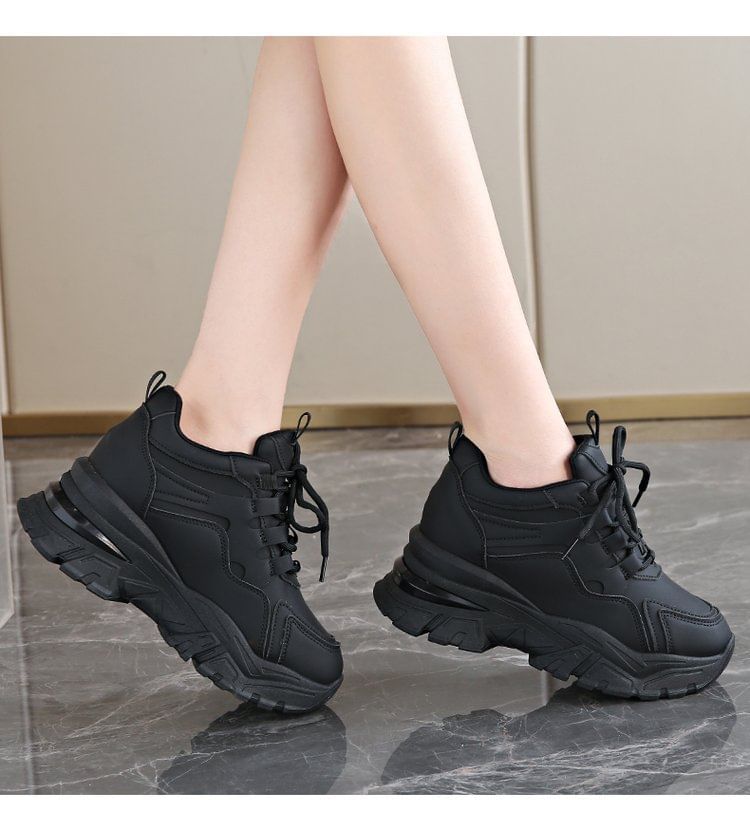 Wedge Hidden Platform Panel Sneakers