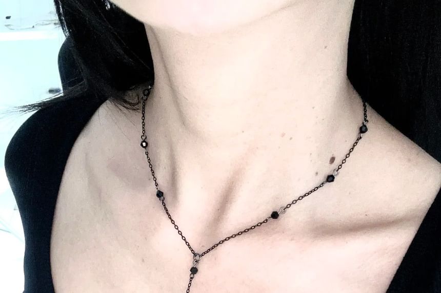 Faux Chain Station Necklace Crystal