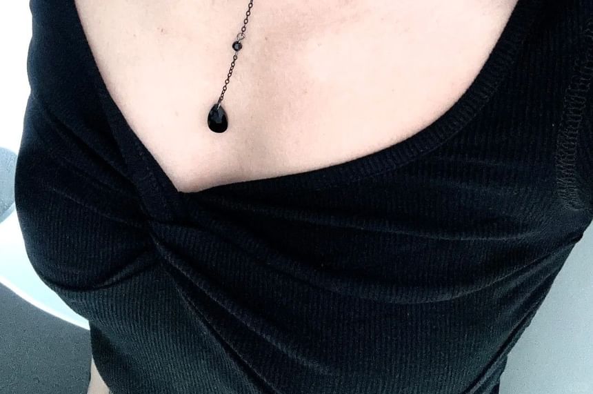 Faux Chain Station Necklace Crystal