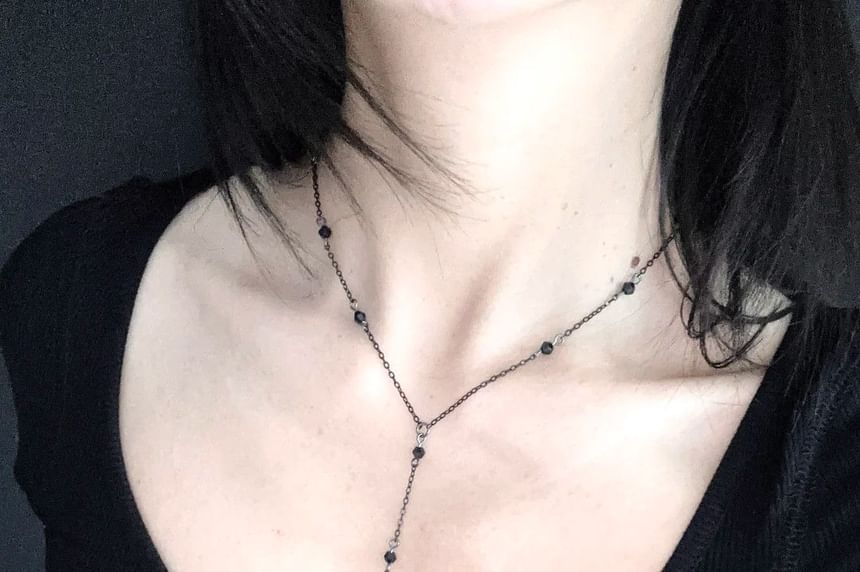 Faux Chain Station Necklace Crystal