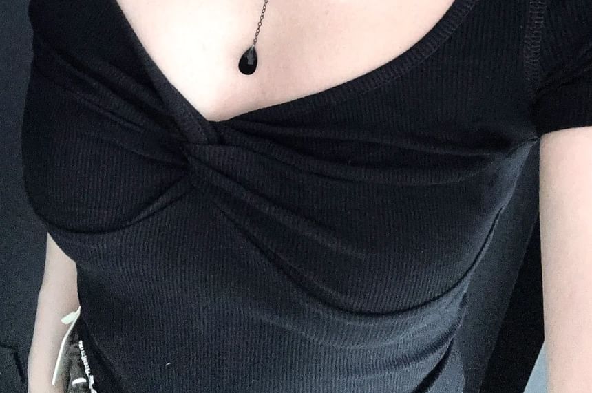 Faux Chain Station Necklace Crystal