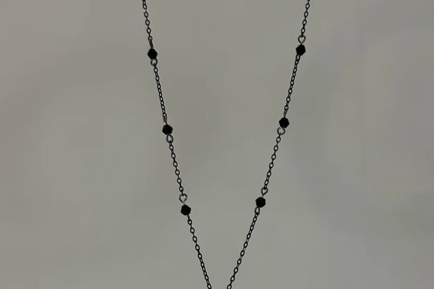 Faux Chain Station Necklace Crystal