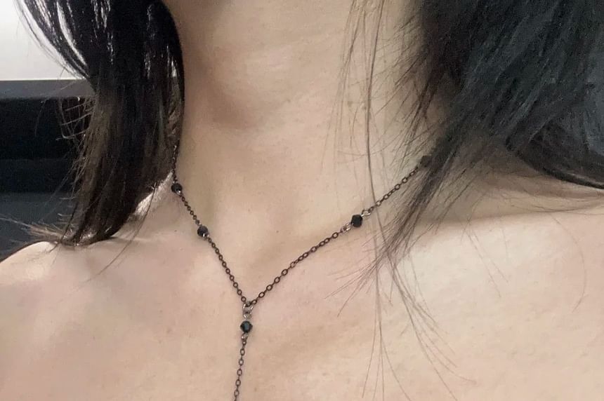 Faux Chain Station Necklace Crystal