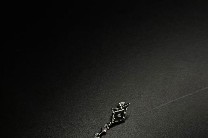 Clip-On Rhinestone Earring Drop Rhombus