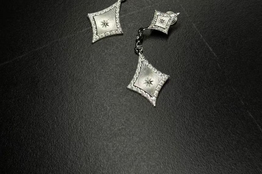 Clip-On Rhinestone Earring Drop Rhombus
