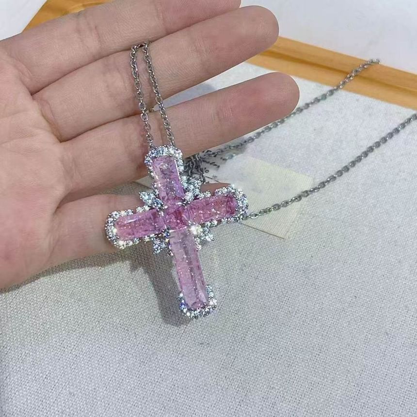 Cross Rhinestone Pendant Necklace