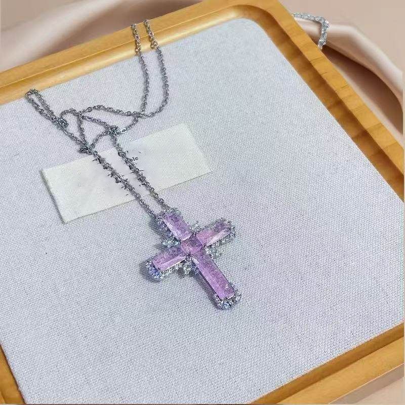 Cross Rhinestone Pendant Necklace