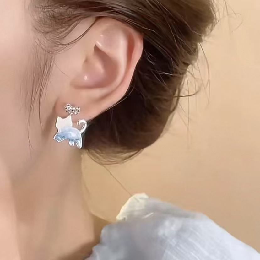 Earring Drop Cat Bow