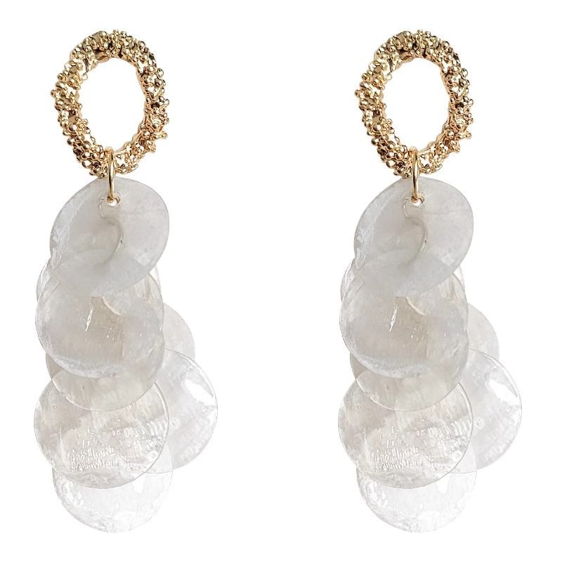 Shell Earring Fringed Drop