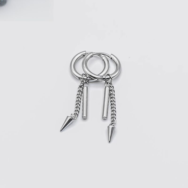 Bar Earring Drop Spike Hoop