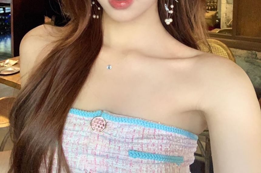 Bow Faux Earring Drop Fringed Pearl