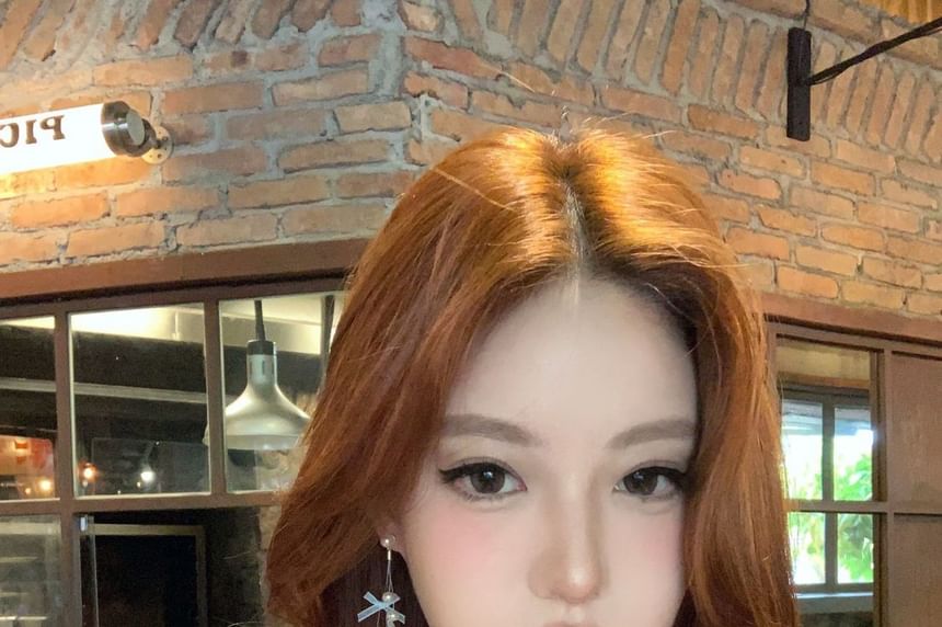 Bow Faux Earring Drop Fringed Pearl