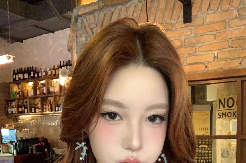 Bow Faux Earring Drop Fringed Pearl