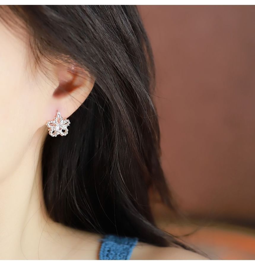 Flower Earring Rhinestone Huggie