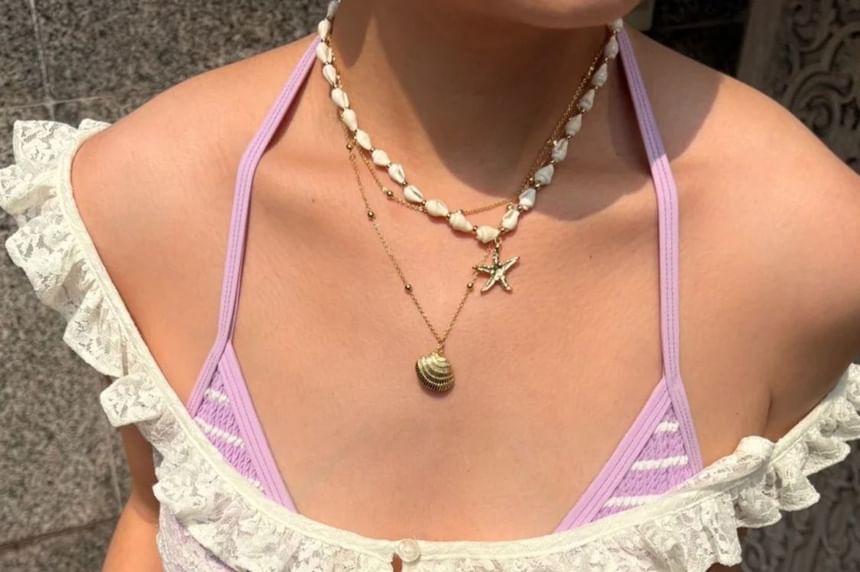 Set: Chain Shell Pendant Necklace + Starfish Station