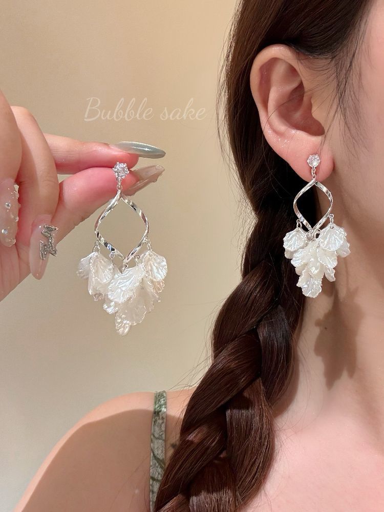 Earring Shell Rhinestone Chandelier