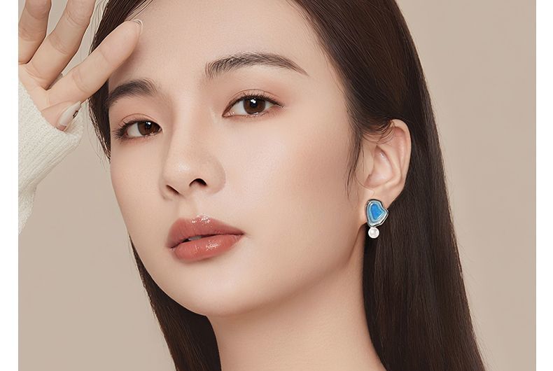 Pearl Asymmetrical Earring Faux Drop Glitter