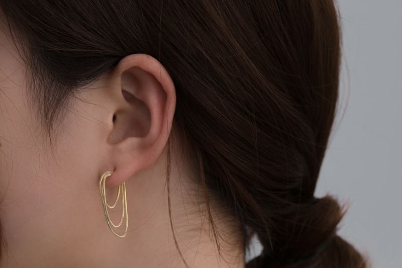 925 Hoop Layered Earring Silver Sterling