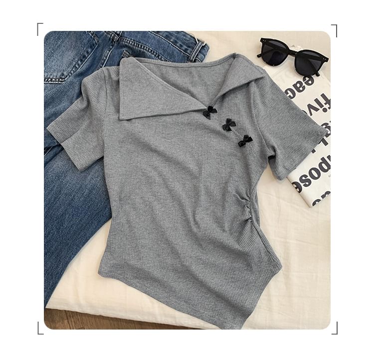 Short-Sleeve Asymmetrical Top Plain