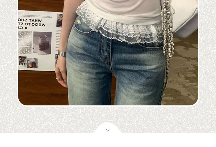 Short-Sleeve Plain Top U-Neck Crop