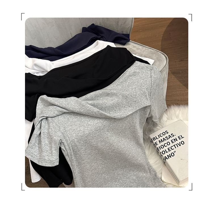 Plain Shoulder Top Sleeve Short Off