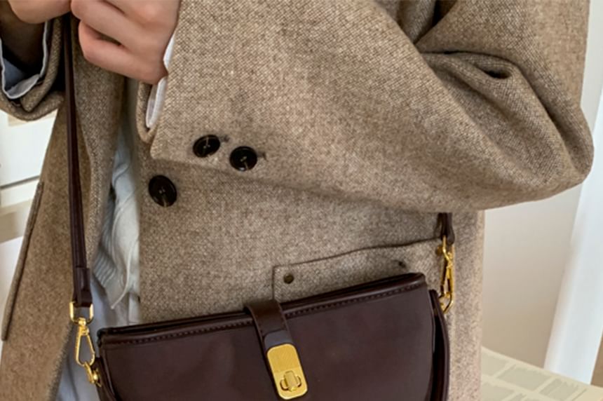 Leather Bag Piped Faux Crossbody