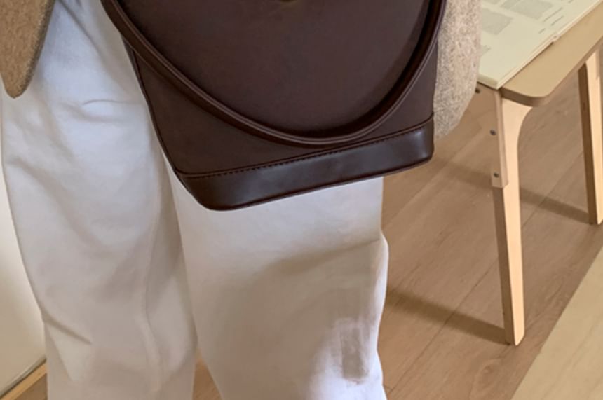 Leather Bag Piped Faux Crossbody