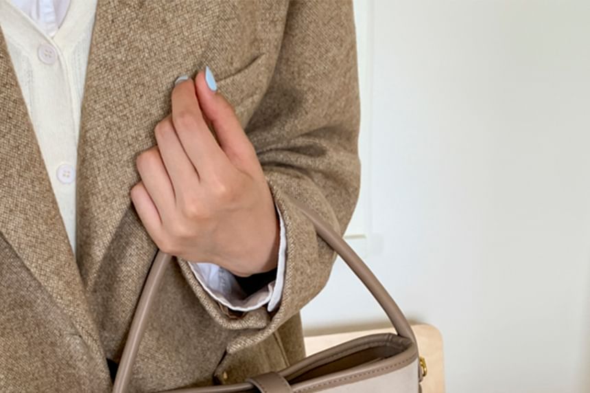 Leather Bag Piped Faux Crossbody