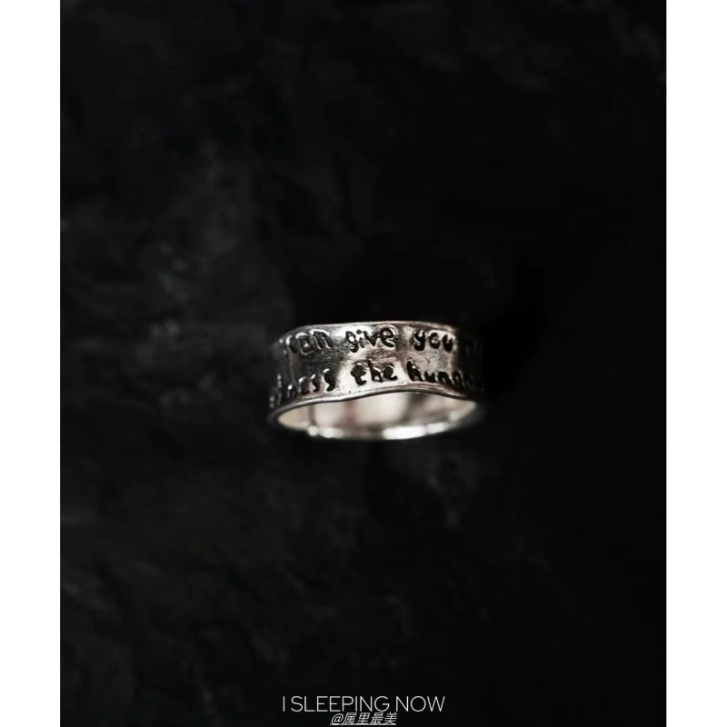 Lettering Alloy Irregular Ring Open