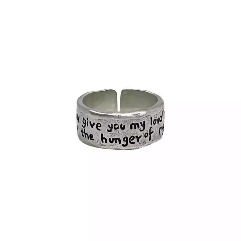 Lettering Alloy Irregular Ring Open