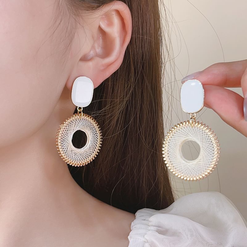 Drop Woven Alloy Earring Disc