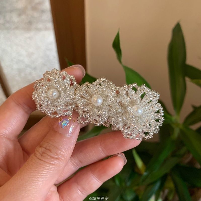 Pearl Clip Alloy Faux Hair Floral Crystal