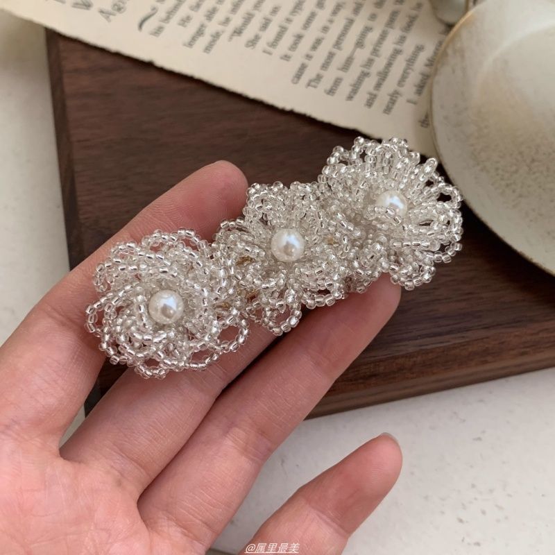 Pearl Clip Alloy Faux Hair Floral Crystal