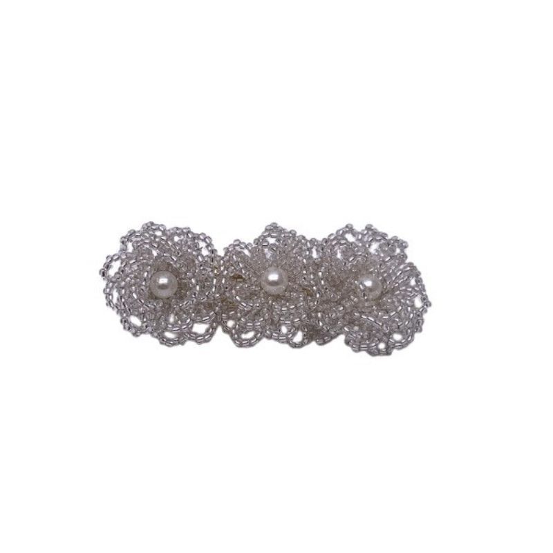 Pearl Clip Alloy Faux Hair Floral Crystal