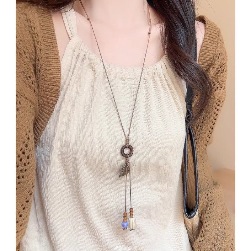 Necklace Cord Pendant Leaf Hoop