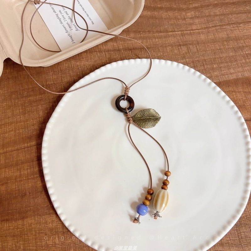 Necklace Cord Pendant Leaf Hoop