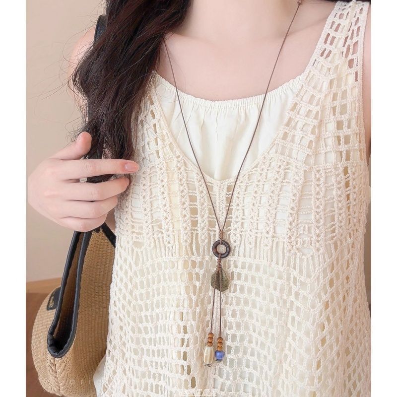 Necklace Cord Pendant Leaf Hoop