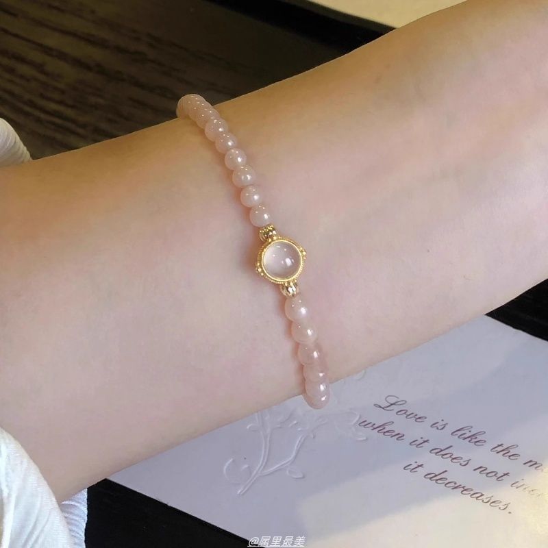 Faux Gemstone Bead Bracelet Moonstone