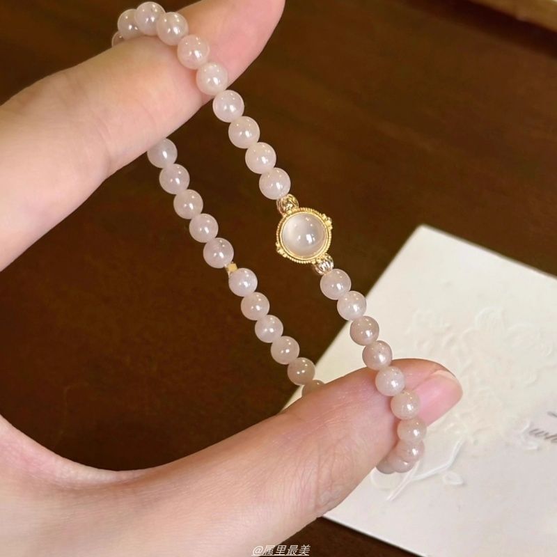 Faux Gemstone Bead Bracelet Moonstone