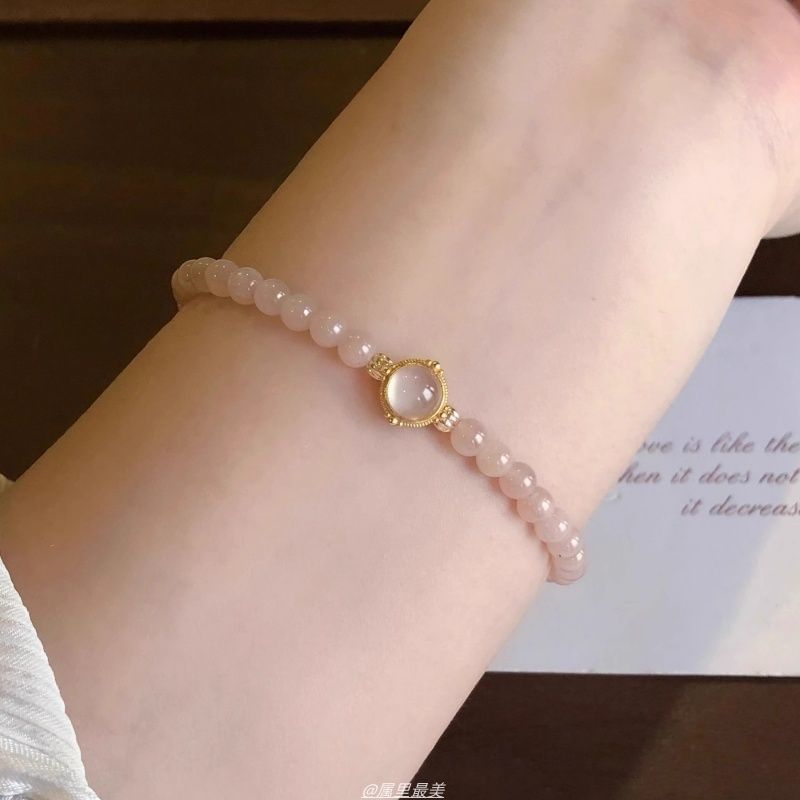 Faux Gemstone Bead Bracelet Moonstone