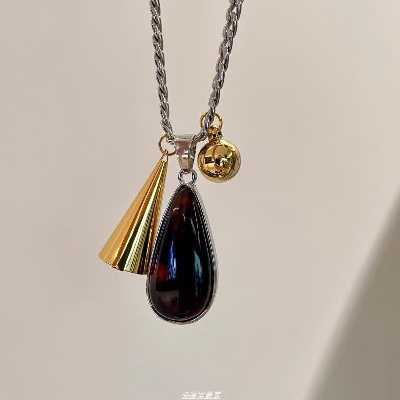 Chain Necklace Resin Cuban Pendant Droplet